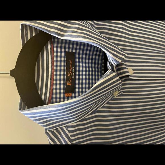 Men’s Ben Sherman Blue and White Striped Shirt Size XL - Picture 3 of 9